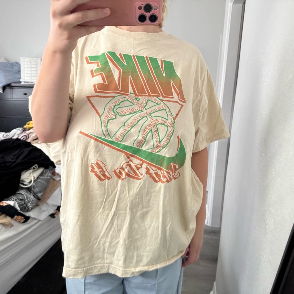 Nike Tee in Cream and Blue
